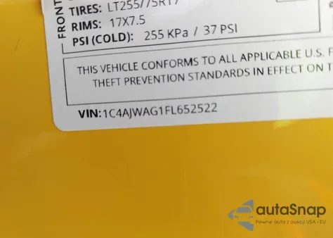 2015 Jeep Wrangler Sport from USA, damaged, VIN 1C4AJWAG1FL652522